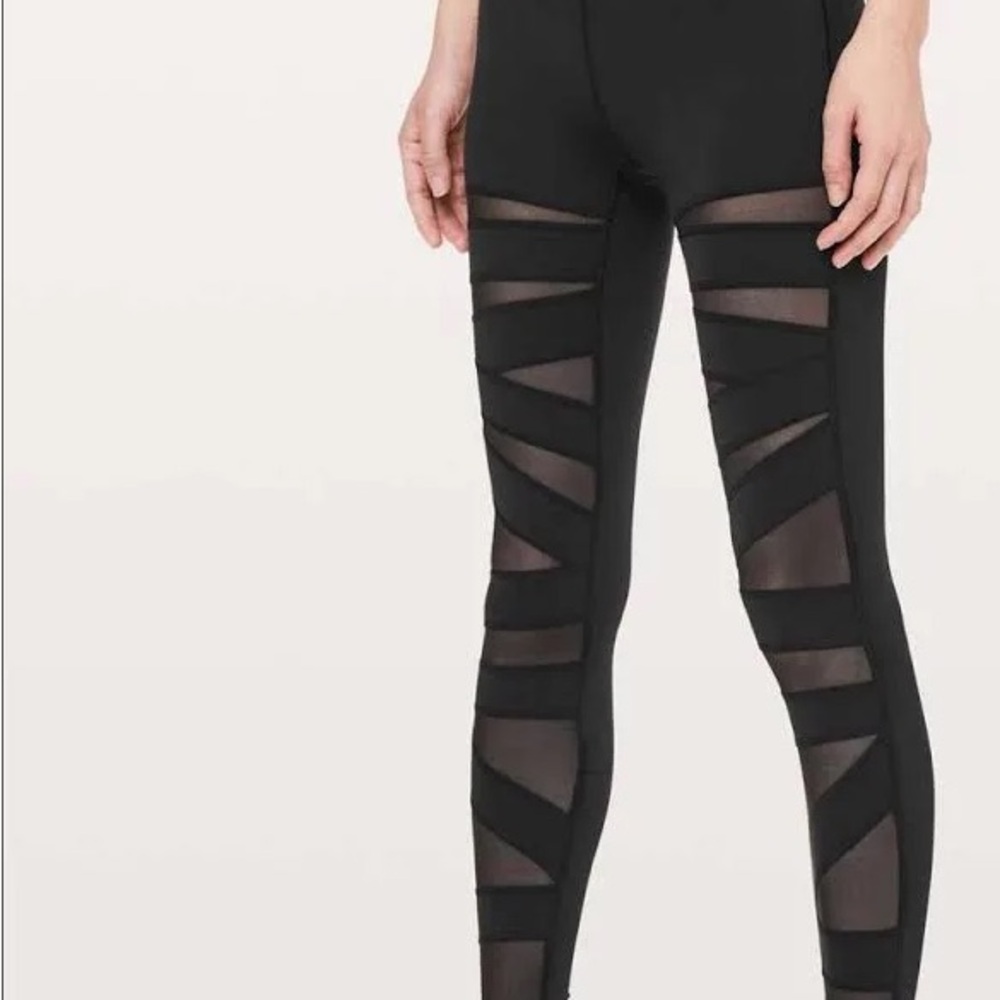 Rare Lululemon Dark Olive Wunder Under Tech Mesh Pants